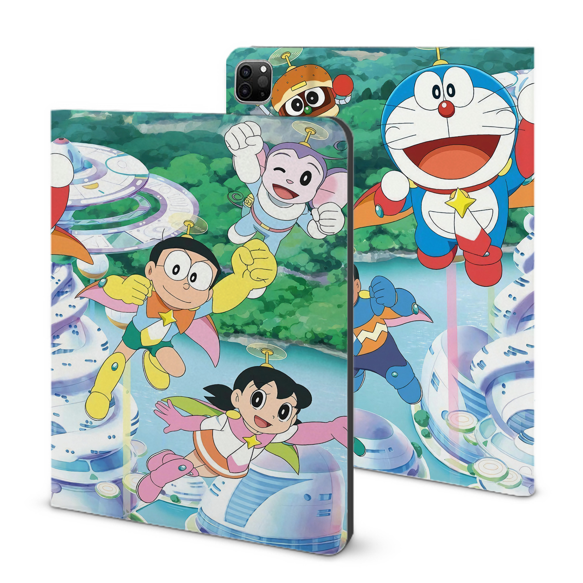 （画像用） ドラえもん Doraemon IPad ケース ブック型 PUレザー TPU 耐衝撃 軽量 薄型 ペン収納なし 全面保護 IPad 各モデル対応